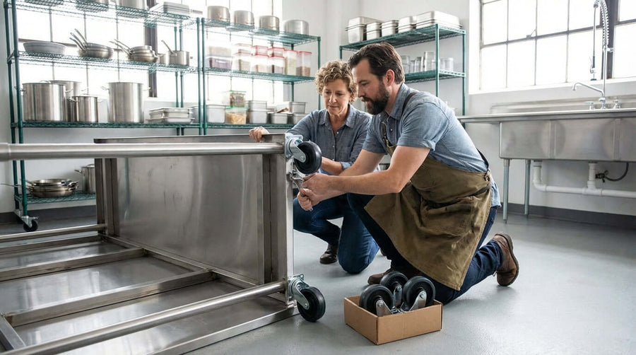 Guide étape par étape pour installer des roulettes de remplacement sur votre table de préparation