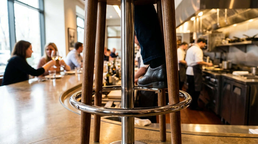The Unsung Hero: 5 Ways a Quality Footrest Ring Improves Guest Experience - bar stool footrest ring in busy restaurant seating area