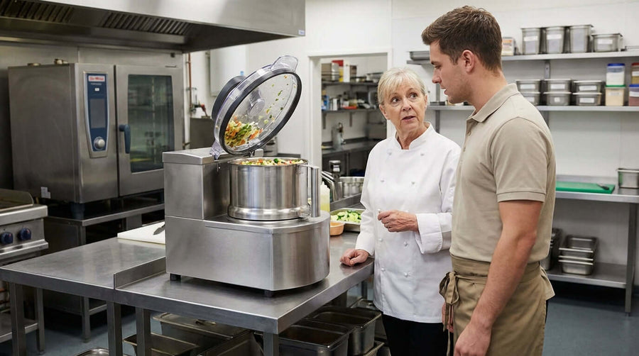 commercial food processor ROI calculation in a professional kitchen as chef and manager review industrial food processor savings