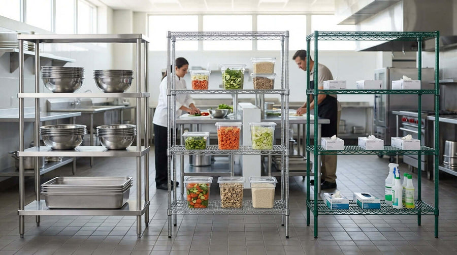 Stainless Steel vs. Chrome vs. Epoxy: Choosing the Right Shelving for Your Commercial Kitchen