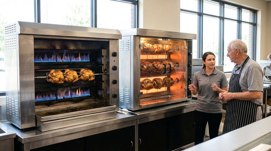 Gas vs. Electric Rotisserie Ovens: Which is Right for Your Business?