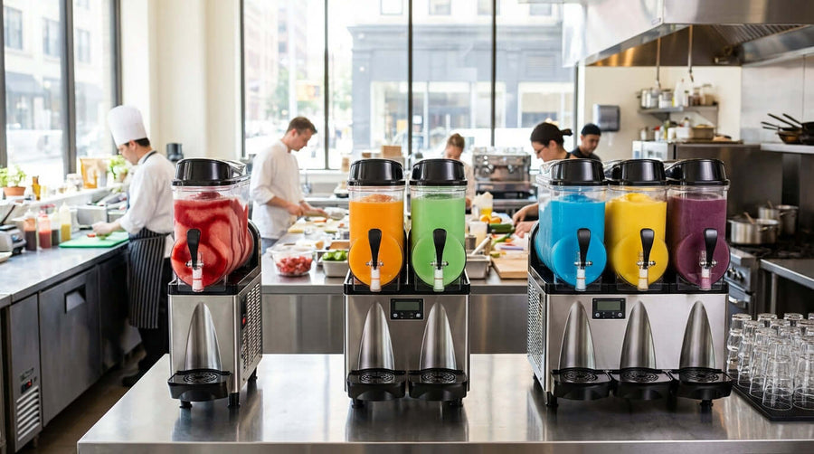 Single, Double, or Triple Bowl? How to Choose the Right Frozen Drink Machine for Your Business - commercial frozen drink machines in busy kitchen