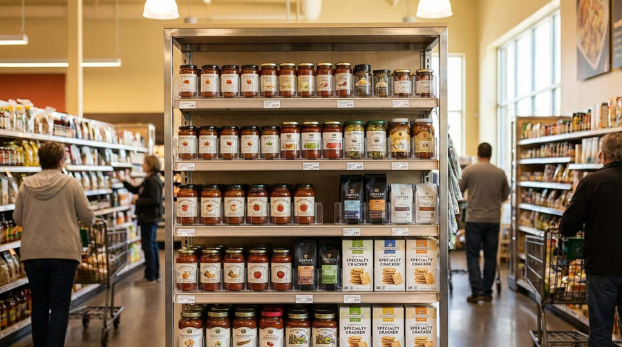 5 Ways Shelf Dividers Can Instantly Boost Your Grocery Store Sales with organized grocery shelf dividers separating products in store aisle