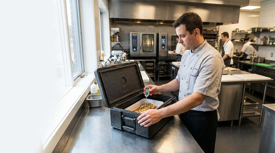The Science of Freshness: How Thermal Insulation Impacts Food Safety and Quality chef checks hot food in insulated delivery container