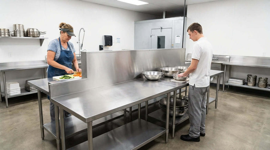 5 façons dont une table de travail avec crédence augmente l’efficacité et la sécurité de la cuisine