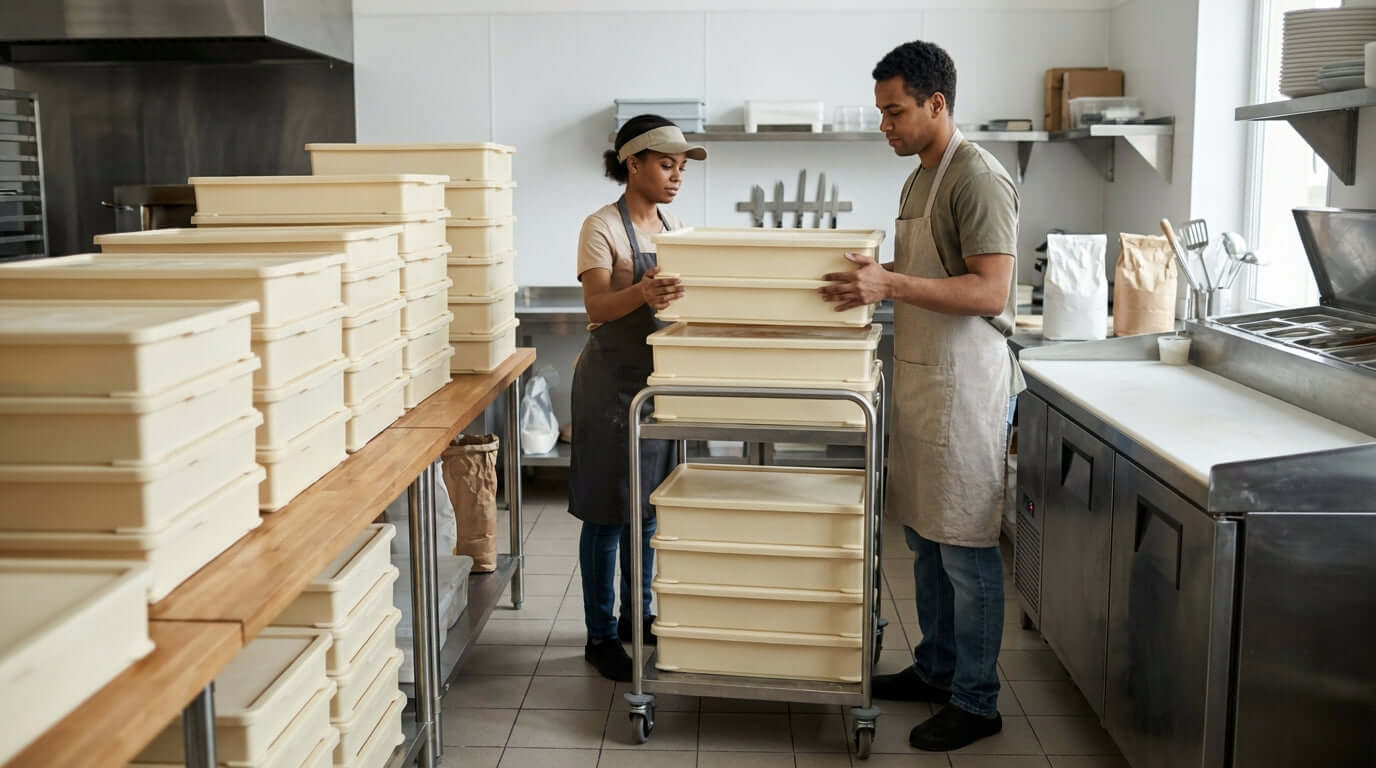 Streamline Your Pizzerias Workflow: The Art of Stacking and Storing Dough Boxes
