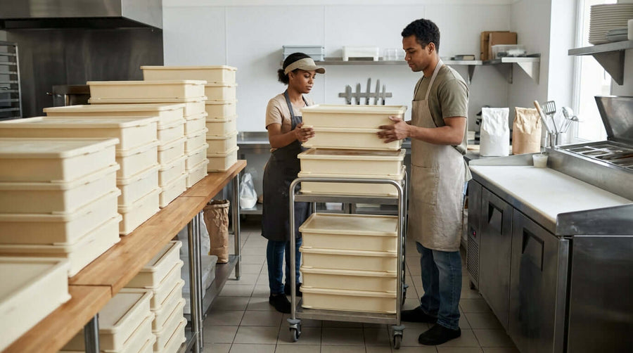 Streamline Your Pizzerias Workflow: The Art of Stacking and Storing Dough Boxes