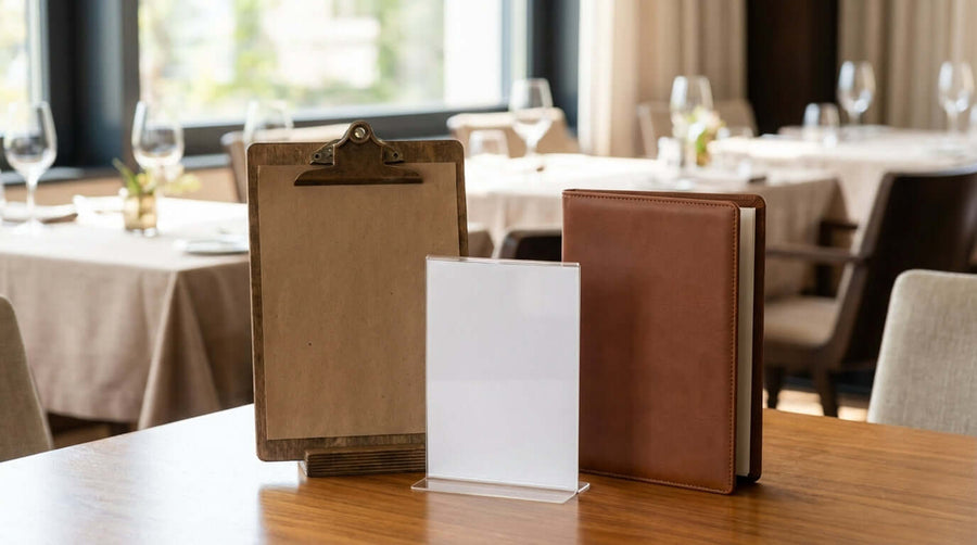 Material Matters: Wood vs. Acrylic vs. Leather Menu Holders