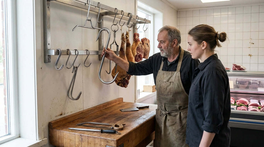 La boîte à outils du boucher : choisir les bons crochets et cintres pour vos viandes