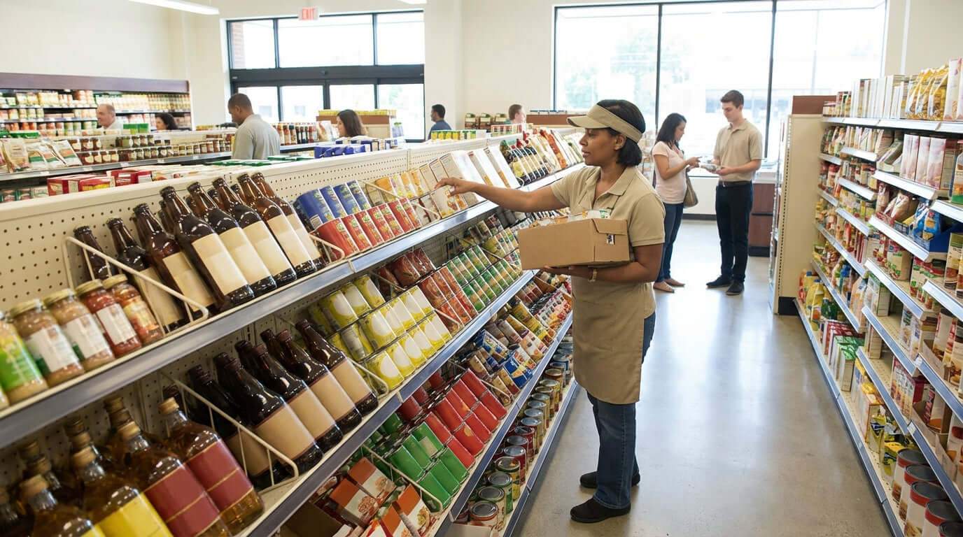 Declutter and Display: How Gravity-Fed Shelving Boosts Staff Efficiency and Store Organization