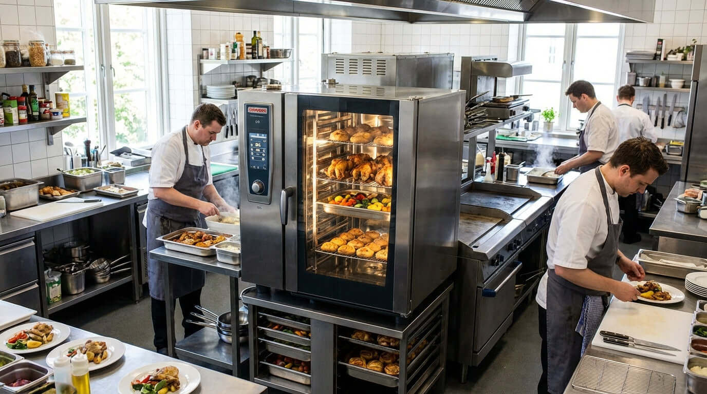 More Than Just Baking: Unlocking the Full Potential of Your Convection Oven in a commercial kitchen with chefs using a convection oven