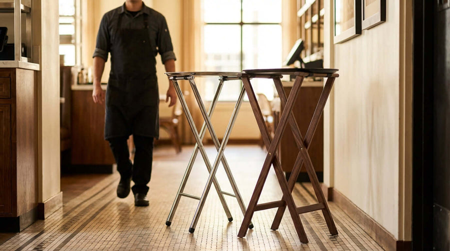 Choosing Your Stand: A Buyers Guide to Chrome vs. Wood Tray Stands