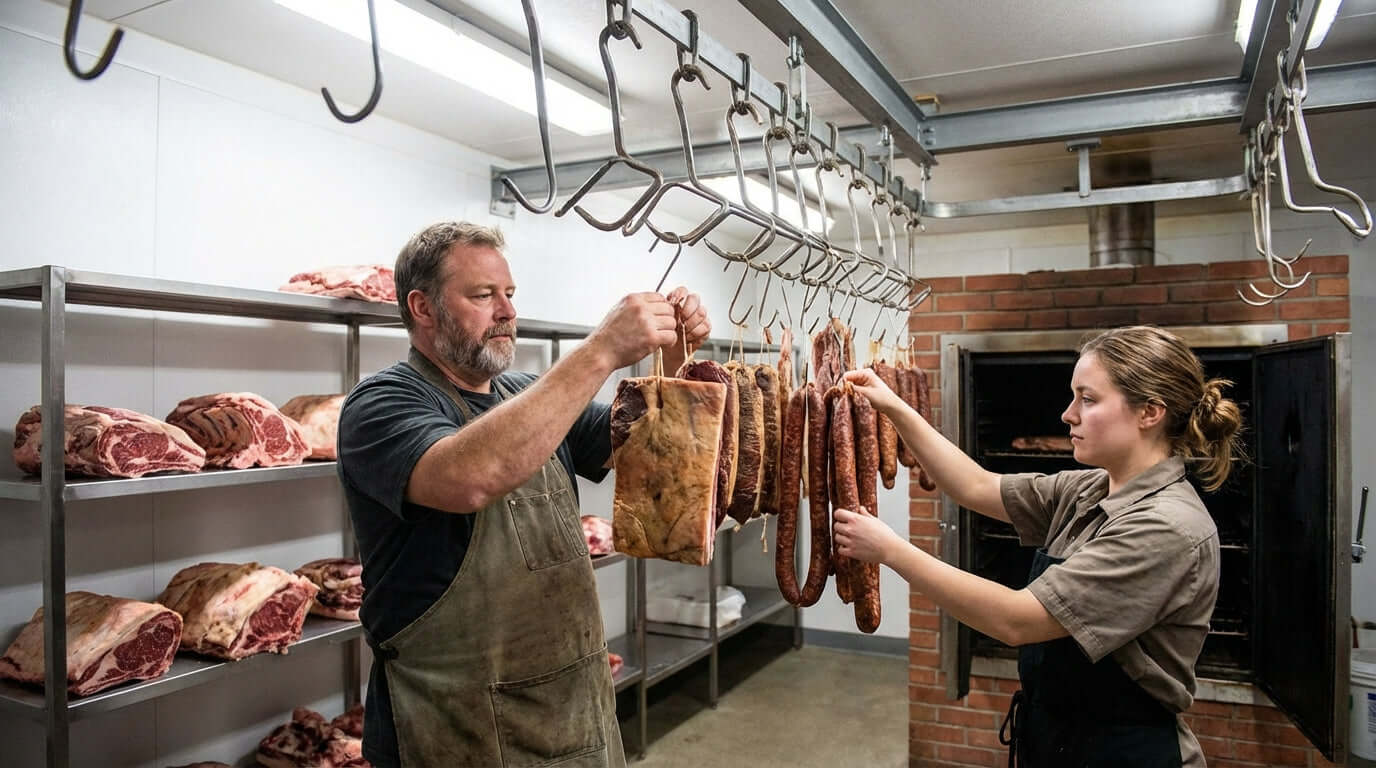 De l’entrée sans rendez-vous au fumoir : 5 façons de maximiser l’espace avec des cintres à viande