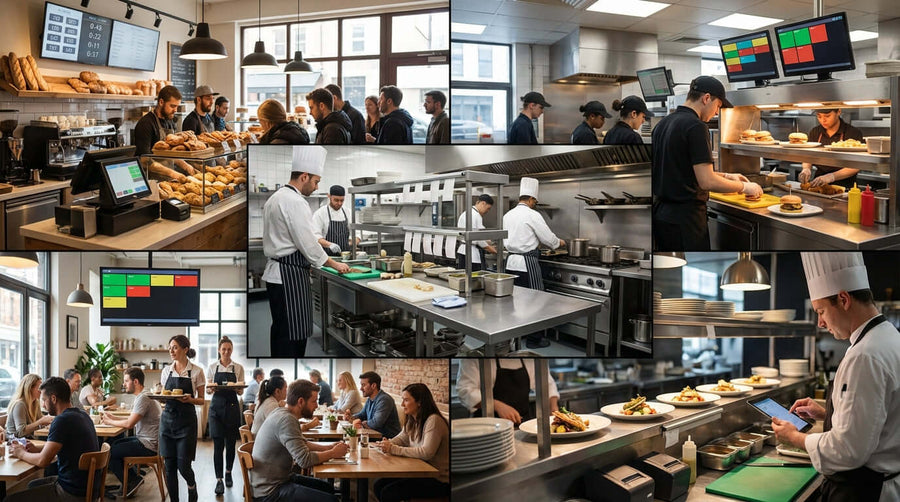 number system for retail and food businesses used in busy restaurant and kitchen to manage orders, payments, and counter service