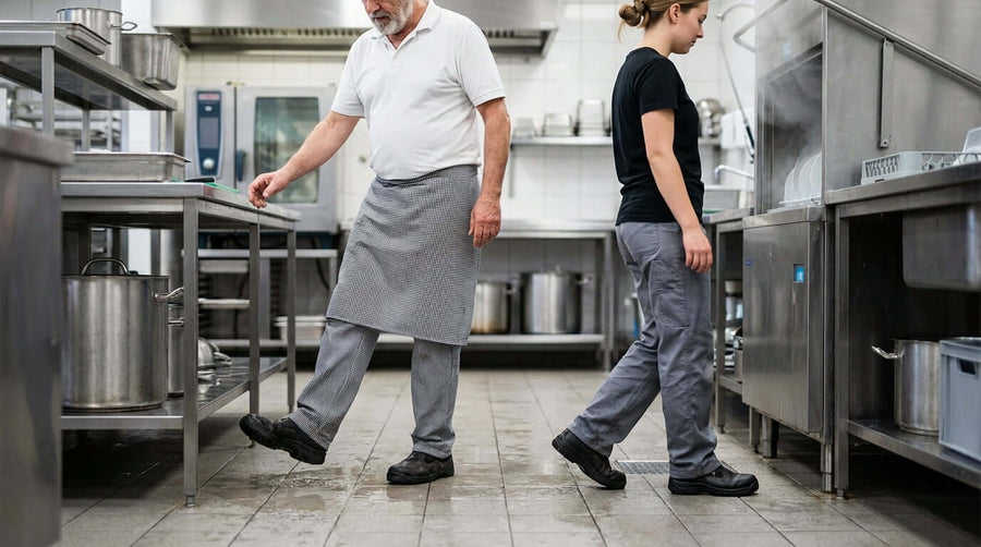Le héros méconnu de la sécurité en cuisine : pourquoi les chaussures antidérapantes sont non négociables