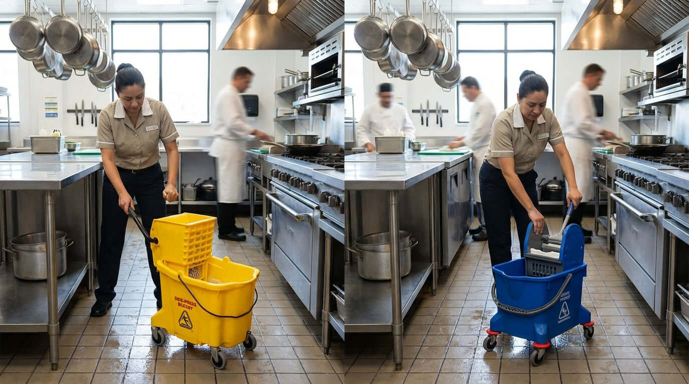 Side Press vs. Down Press Mop Wringer: Which is Right for Your Restaurant?