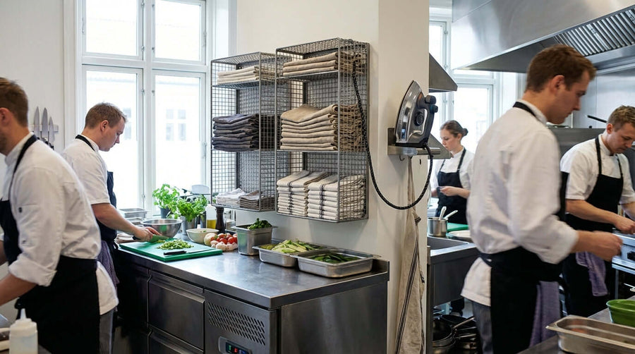 The Unsung Hero of 5-Star Reviews: Why an Ironing Organizer Matters - restaurant staff in crisp uniforms working in a commercial kitchen
