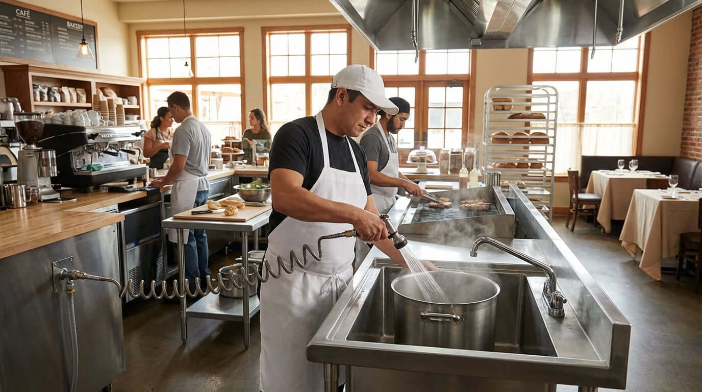 How Quick-Disconnect Hoses Revolutionize Commercial Kitchen Cleaning and Efficiency