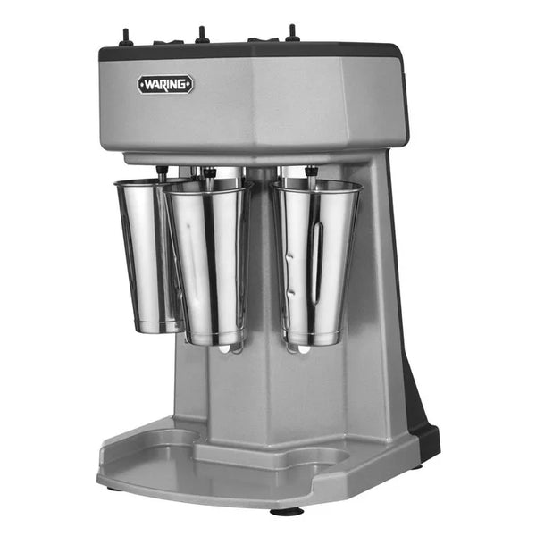 commercial milkshake machine with twin cup holders, stainless steel spindle mixer for fast frothy shakes in foodservice