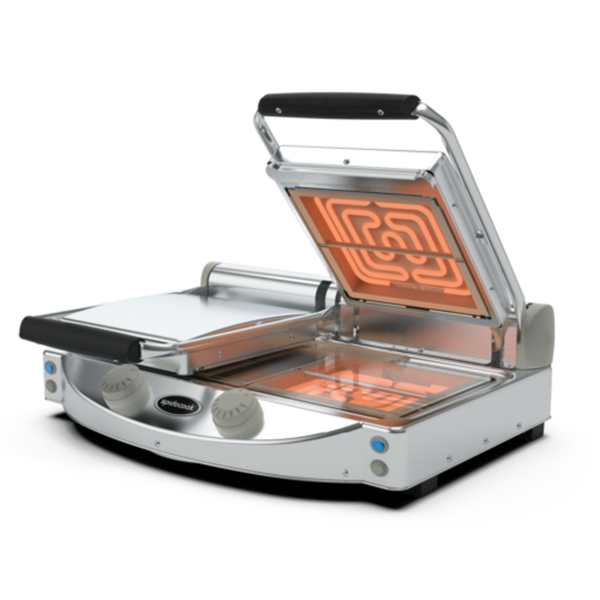 Commercial Sandwich & Panini Grills countertop panini press with heated plates for café, deli, and restaurant high-volume service