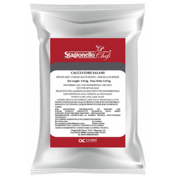 Curing Salts and Liquid Aromas Cacciatore salami spices and curing salts blend professional-grade pouch for charcuterie seasoning