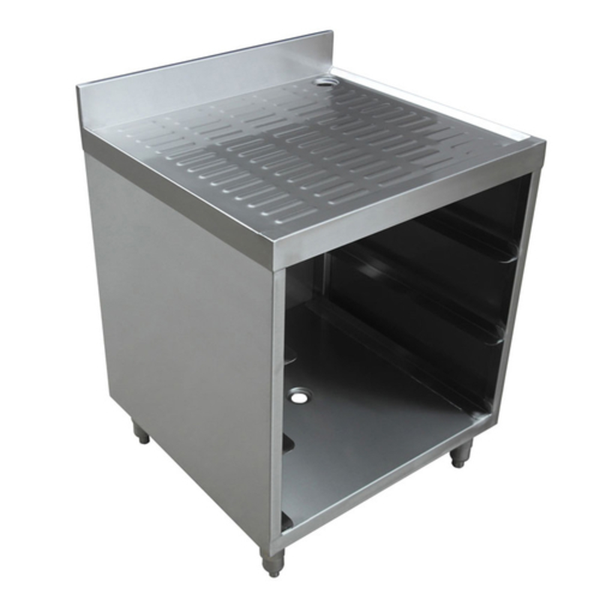 Underbar Glass Racks stainless steel underbar cabinet with drainboard top for commercial bar glassware storage