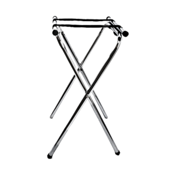 Alt Tag: Chrome Tray Stands folding server jack for restaurants, hotels, banquets and catering, chrome tray stand with non-slip feet