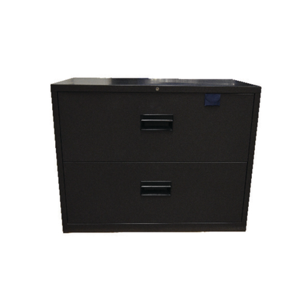Alt Tag: Office Storage two-drawer black metal filing cabinet for organized documents and efficient administrative workspace