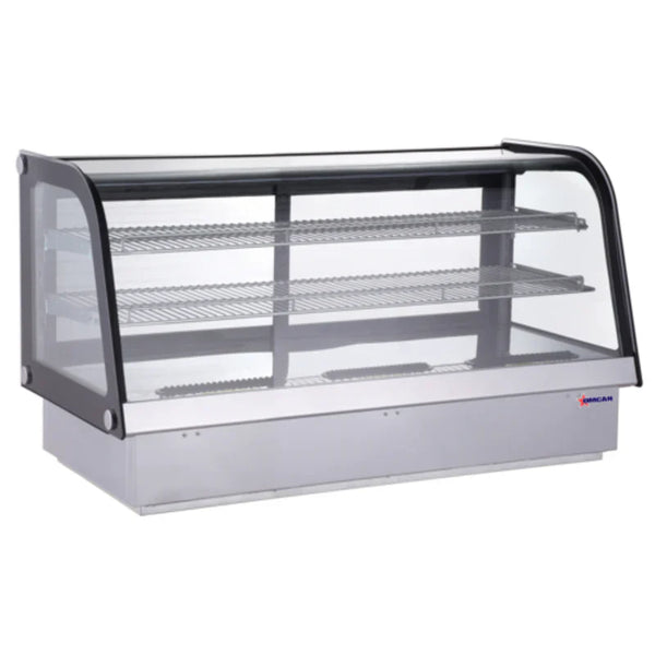 Drop-In Refrigerated Display Cases With Curved Glass Front Countertop Showcase For Deli, Bakery, And Grab-And-Go Chilled Foods