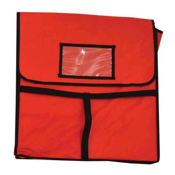 Dish and Food Carriers insulated red food delivery bag with clear label window for catering and restaurant transport
