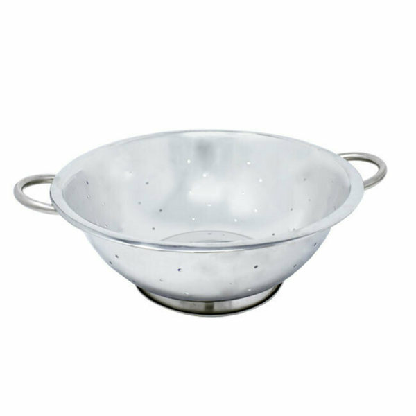 Alt Tag: Colanders commercial-grade stainless steel colander with side handles for draining pasta and washing produce