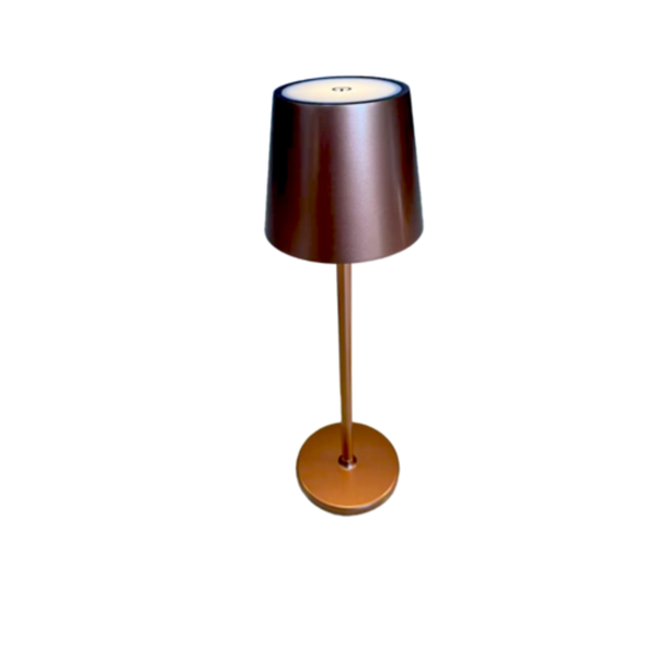 Alt Tag: Lighting copper finish cordless table lamp for restaurant and retail ambiance