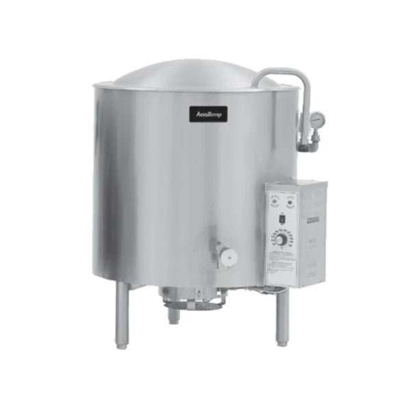 commercial steam jacketed kettles - stainless steel hand-crank food mill with hopper and clamp for commercial kitchen prep