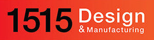 Logo with '1515 Design & Manufacturing' text on a red and white background