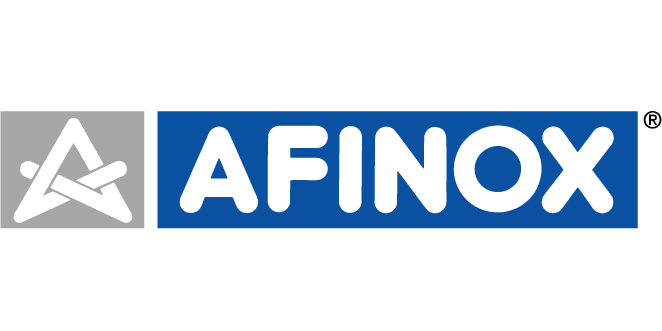 Afinox logo with blue and gray design on a white background