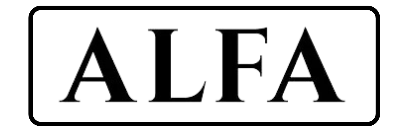 Black 'ALFA' logo on a white background