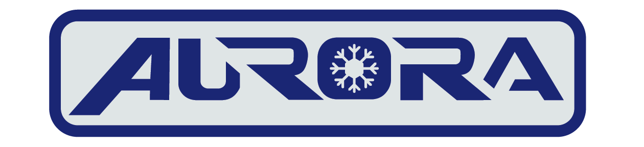 Aurora logo with blue text on a white background