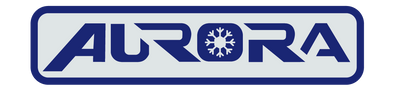 Aurora logo with blue text on a white background