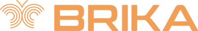 Brika logo with a stylized design element on a green background