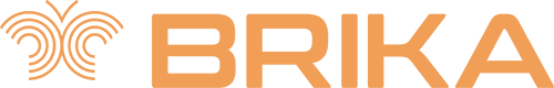 Brika logo with a stylized design element on a green background