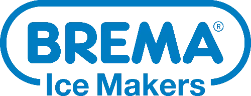 Logo des Brema Ice Makers avec texte bleu sur fond blanc
