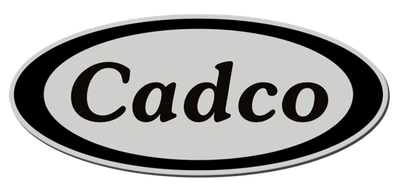 Oval-shaped logo with 'Cadco' text on a white background