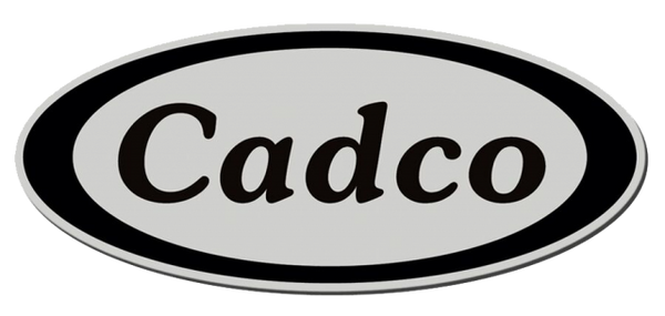 Oval-shaped logo with 'Cadco' text on a white background