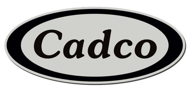 Oval-shaped logo with 'Cadco' text on a white background