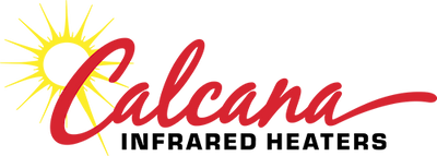 Calcana Infrared Heaters logo with a sun graphic on a white background