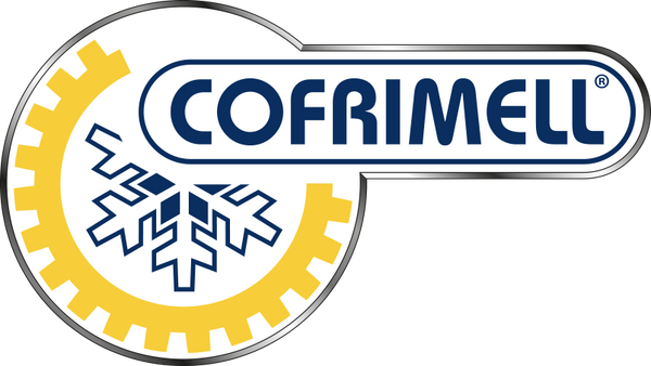 Cofrimell logo with a gear and snowflake design on a white background