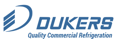 Dukers logo for quality commercial refrigeration on a white background