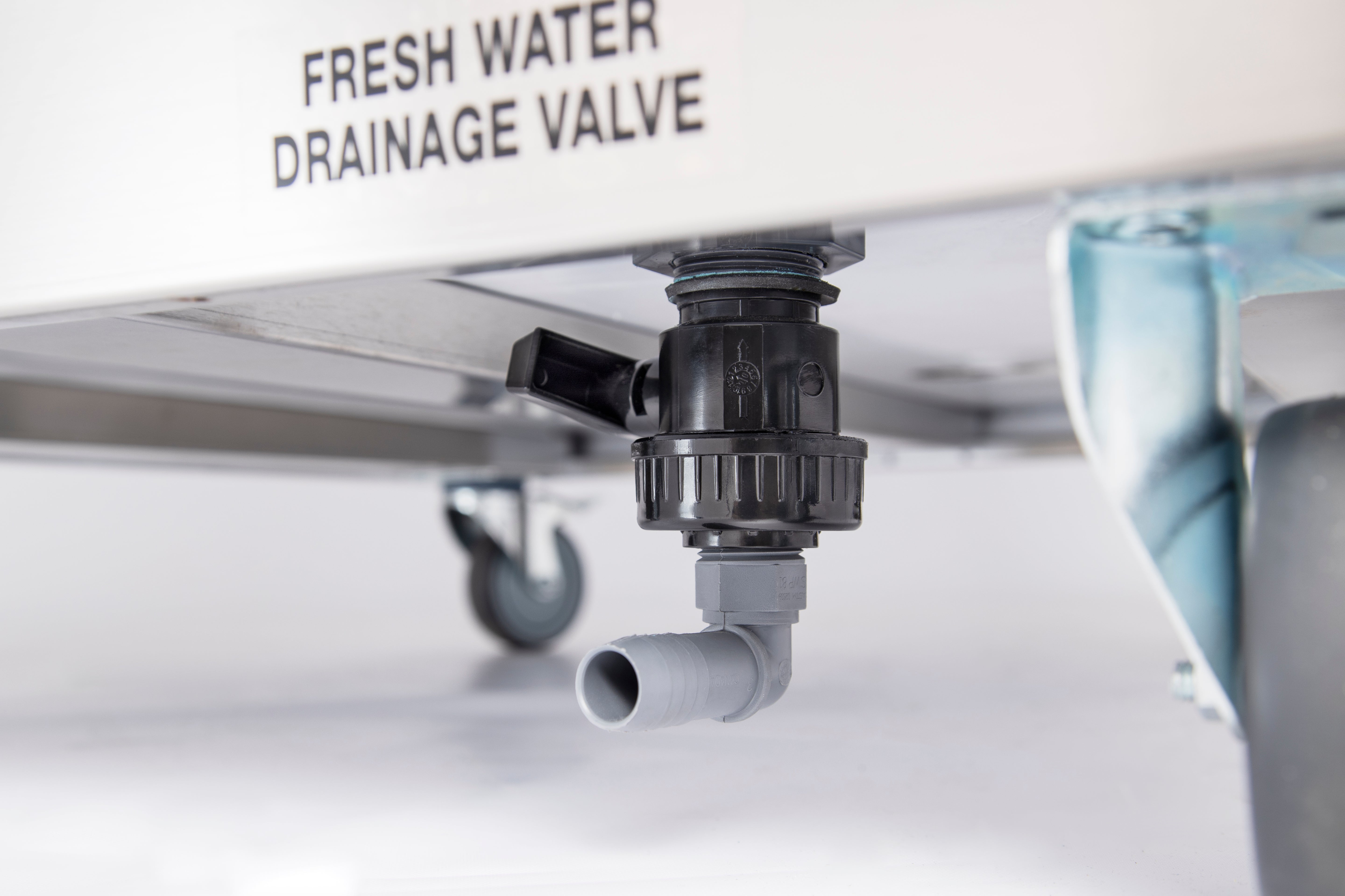 Fresh Water Drainage Valve Detail Of The Ancaster AFE-SB101 Portable Sink Unit With Hot Water