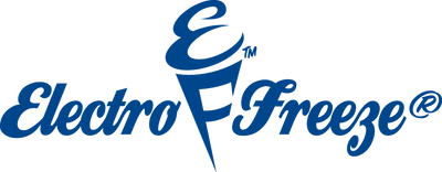 Electro Freeze logo with blue text and ice cream cone icon on a white background