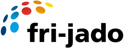 Logo of fri-jado with colorful dots above the text on a white background